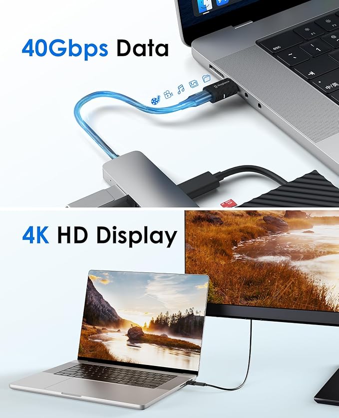 Magtame 24Pin Magnetic USB C Adapter 240W (2Pack), Straight USB-to-USB Adapters, 40Gbps Data Tansfer & 4K Video Output, Plastic Carbon Fiber Texture, Port Protector for USB4 Laptop iPhone 17
