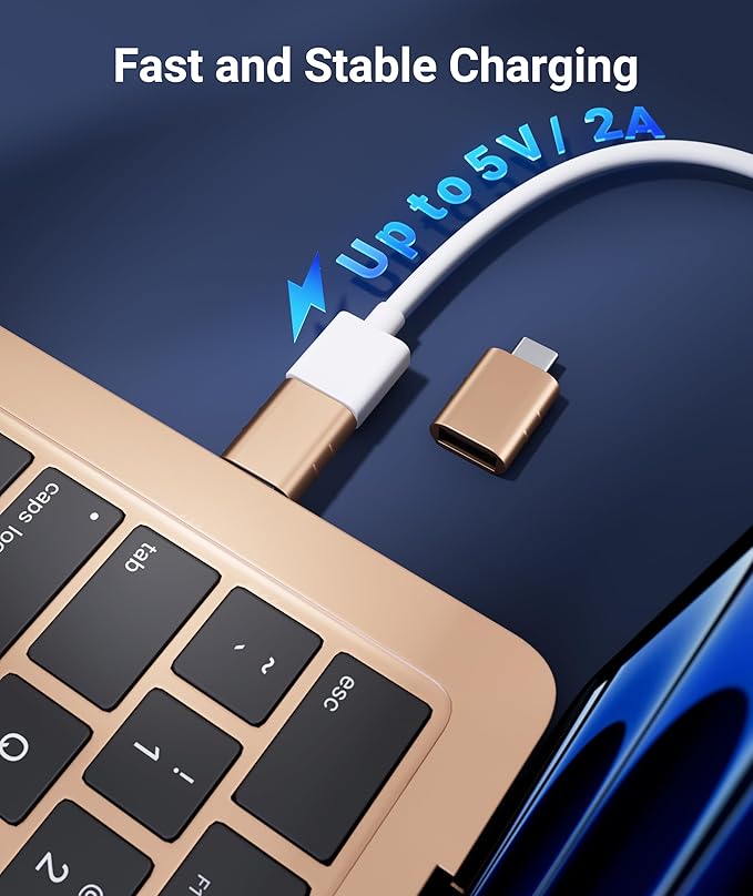 Syntech USB C to USB Adapter [2 Pack] USB C Male to USB3 Female Adapter Compatible with iPhone 17 Pro Max iMac iPad mini/Pro 2021 MacBook Pro Air 2024 and Other Type C Devices, Gold