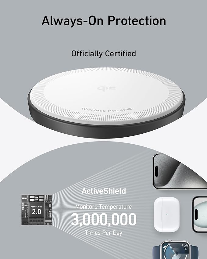 Anker MagSafe Charger Stand Compatible, iPhone 17 MagGo 3 in 1 Wireless Charging Station,Qi2 Certified 15W Wireless Charger, Desk Accessory, for iPhone 16/15/14/13 Series Apple Watch, AirPods