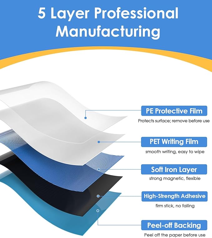 MaxGear Whiteboard Sticker 36 x 24 Inch, Peel and Stick Dry Erase Board, Removable Adhesive Wall Whiteboard, Smooth Writing Surface for Home Office Organization and Planning