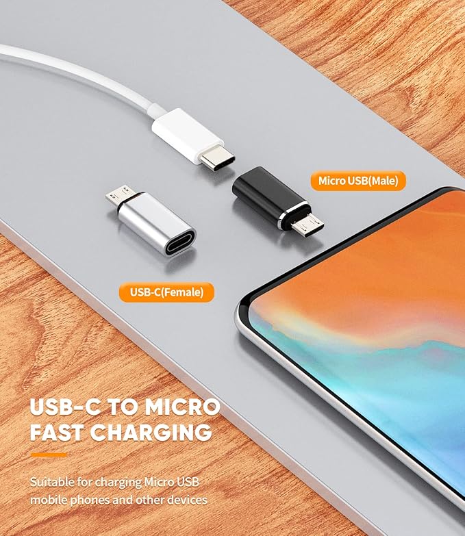 USB C Female to Micro USB Male Adapter(3pack) Type-C Cable Charger Converter Android Data Sync Connector Compatible for Samsung Galaxy S7 Active S6 Edge A02s Nexus for iPad Thunderbolt Charging Cord