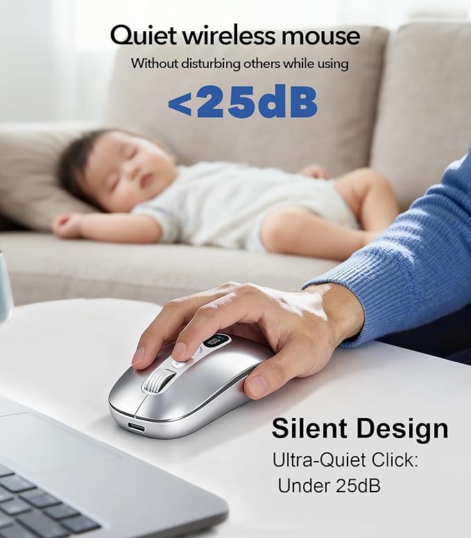 AI Wireless Mouse for Laptop PC- Enabled Bluetooth Mouse with Voice Recording & AI Summarize,Ergonomic Presenter Laser Pointer Remote,USB Rechargeable High-Performance Office Device