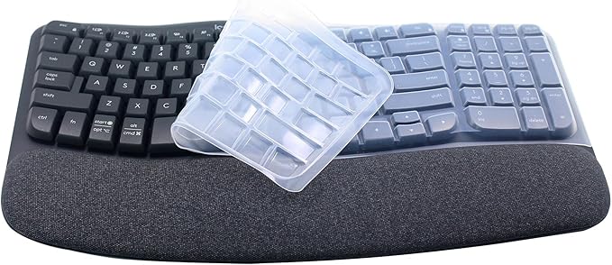 Silicone Keyboard Skin Cover Compatible for Logitech Wave Keys Wireless Ergonomic Keyboard & Logitech Wave Keys MK670, Clear