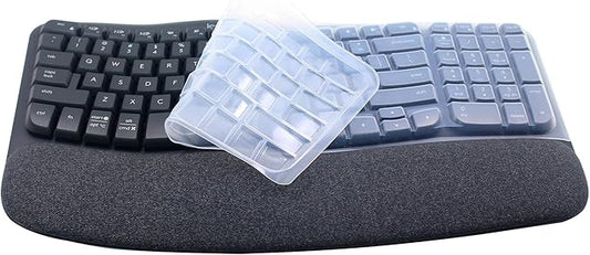 Silicone Keyboard Skin Cover Compatible for Logitech Wave Keys Wireless Ergonomic Keyboard & Logitech Wave Keys MK670, Clear