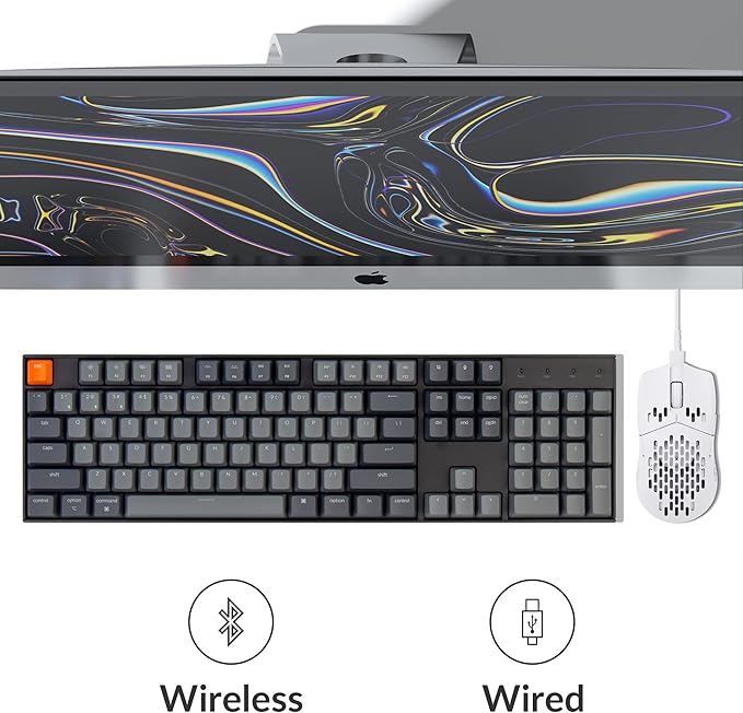 Keychron K10 Full Size Layout White LED Backlit Hot-Swappable Mechanical Keyboard for Mac Windows, Multitasking 104-Key Bluetooth Wireless/USB Wired Computer Keyboard with Keychron Super Brown Switch