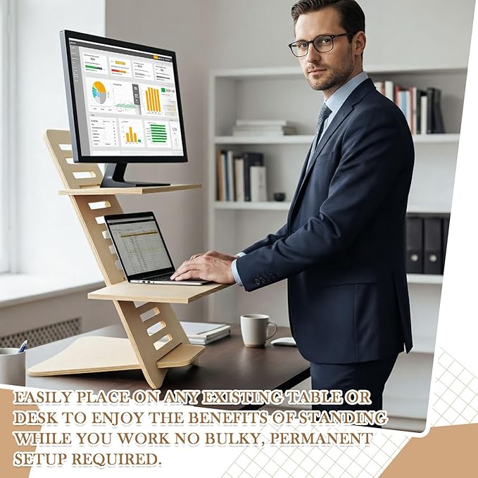 Standing Desk Converter, Standing Desk Laptop Riser, Adjustable Height Sit to Stand up Riser Workstation for Office and Home, Table Top Birches Portable, 18 Inch and 31 Inch
