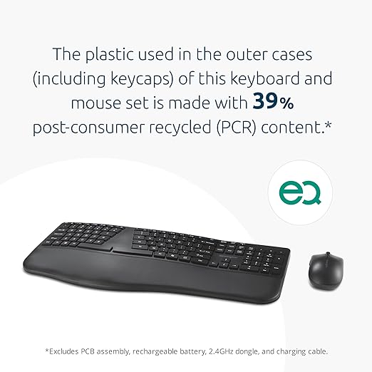 Kensington Pro Fit Ergo KM680 EQ Wireless Keyboard and Mouse Desktop Set, Rechargeable, Ergonomic Design, Split-Keyboard (K72486NA)