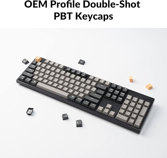 Keychron C2 Pro Wired QMK/VIA Mechanical Keyboard Full Size Layout Custom Programmable Macro RGB Backlit with Keychron K Pro Red Switch OEM Profile Double-Shot PBT Keycaps for Mac Windows Linux