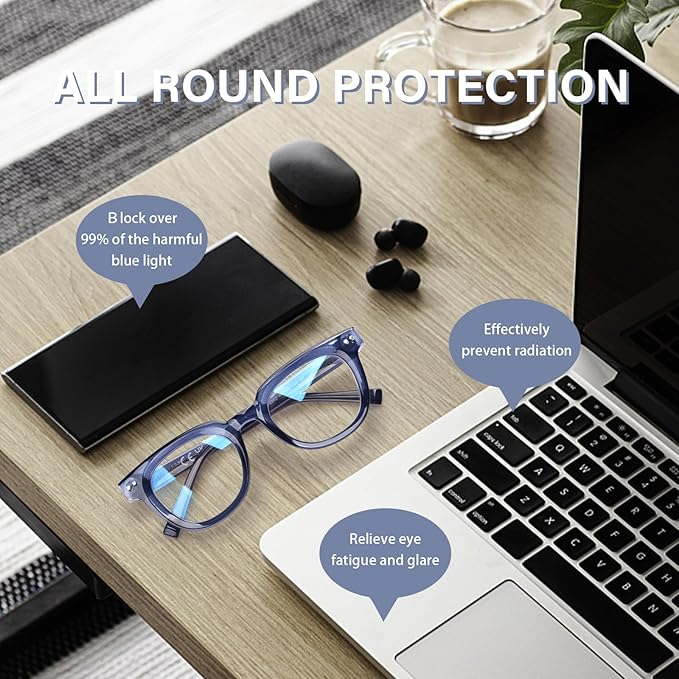 OPTOFENDY Oversized Blue Light Blocking Glasses for Women, Fashion Square Computer Eyeglasses