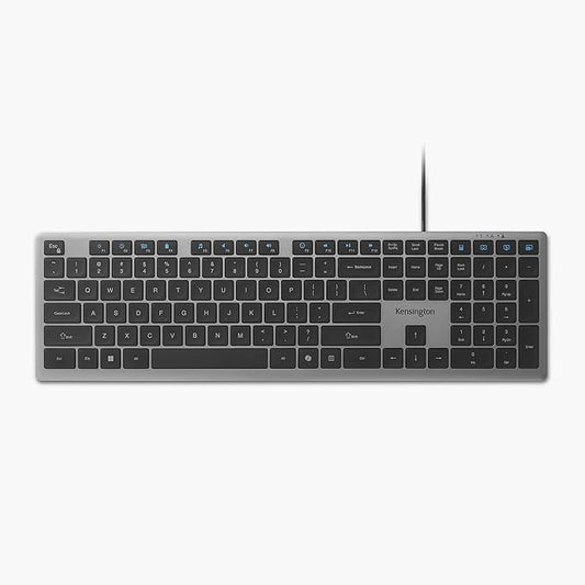 Kensington KB515 USB-C Wired Keyboard, QWERTY Full-Size Layout, Quiet Scissor-Switch Keys, Programmable, Copilot Hotkey, USB-A Adapter Included, Compatible with Windows, Black (K75410NA)