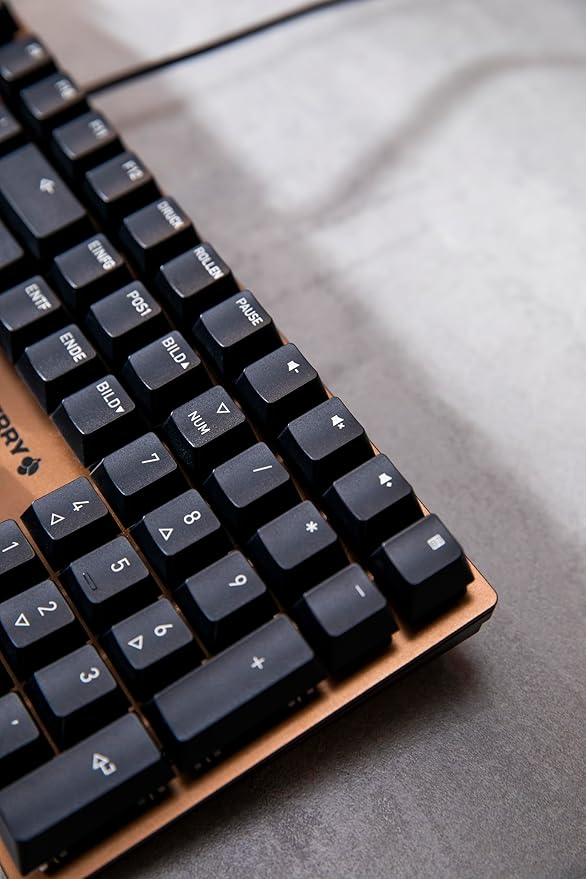 Cherry KC 200 MX, Wired Mechanical Office Keyboard, Modern Design with Elegant Aluminum Surface, USB-A Connection, MX2A Brown Switches, Black/Bronze