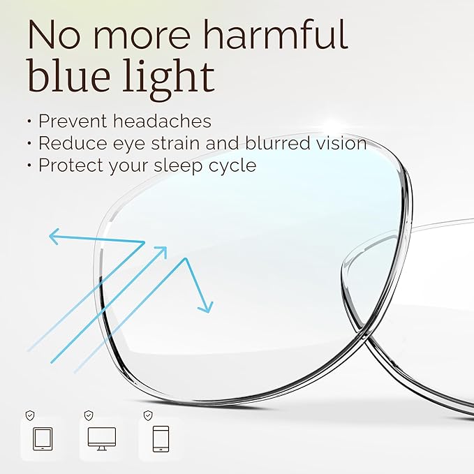 miyya Blue Light Glasses for Women & Men – Oversized UV & Blue Light Blocker Chunky Frames, All-Day Comfort, Stylish Eyewear