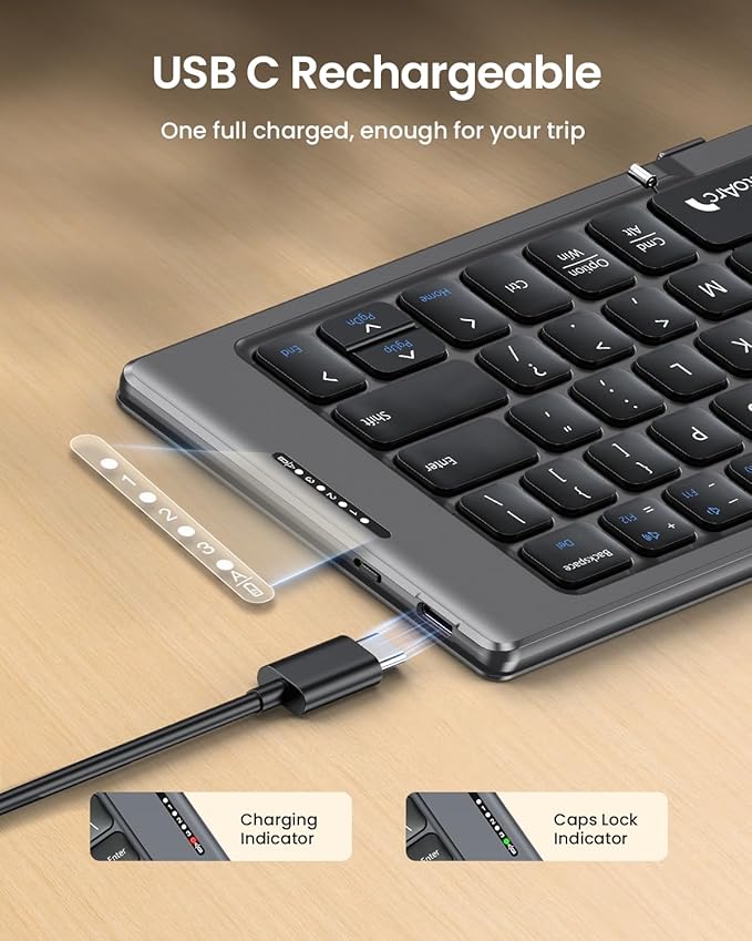 ProtoArc Foldable Compact Keyboard, XK04 Portable Bluetooth Keyboard with PU Leather Cover, Pocket-Sized Wireless Travel Keyboards for iPad, iPhone, Smartphone, Tablet and Laptop- Gray