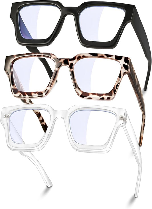 YDAOWKN Oversized Blue Light Blocking Glasses for Woman Rectangle Frame Fashion Chic Preppy Anti Eyestrain