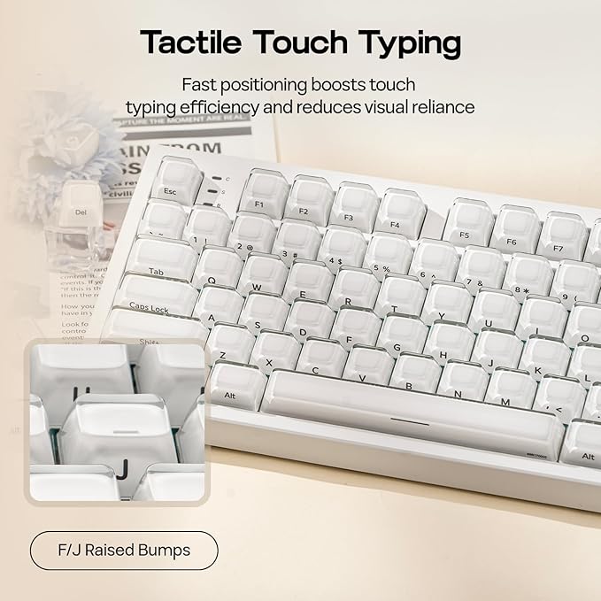 EPOMAKER Lusterfly Jelly Keycaps Set - 123 Keys Double-Shot Laser Engraved, MDA Profile, ABS+PC, Non-Shine-Through, MX-Compatible for 61/68/84/87/98/100/104-Key Mechanical Keyboard (White)