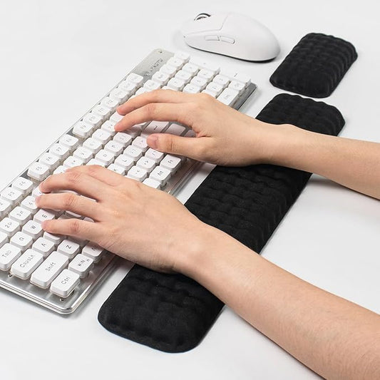 Wrist Rest for Keyboard and Mouse - Keyboard Wrist Rest Set with Non-Slip Silicone Base, Ergonomic Wrist Rest for Keyboard, Laptop, Mac, Office, Work, Gaming