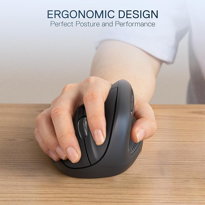 Redragon BM-4033 Wireless Vertical Ergonomic Mouse, 2.4GHz Connection, 5 Levels Up to 4000 DPI, Auto Power Saving Mice for Laptop, Desktop, PC, Black