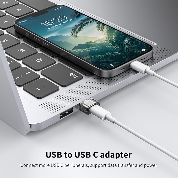 USB-A to USB-C Adapter 10 Pack, USBC Female to A Male OTG Charger, USB to USBC Converter for iPhone 15 Plus Pro Max/Apple Watch Ultra iWatch/AirPods/iPad Air/Car/Galaxy S24 S23 S22 Ultra