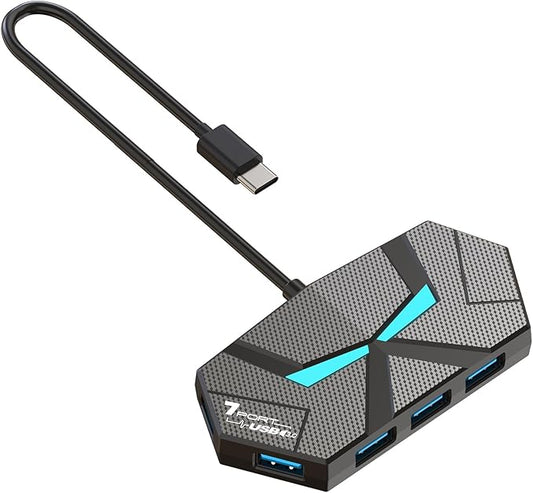 USB Hub 3.0, 7-Port USB Hub,USB Extender with Extra Power Port for Laptop, PC, Xbox, Gamepad,Flash Drive, HDD, Console, Printer, Camera,Keyborad, Mouse,USB Fan (7-Port USB C)