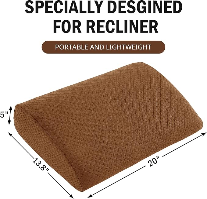 HOMBYS Lumbar Support Pillow for Recliner Chair, Memory Foam Back Support Cushion for Elderly,Extra Large Lumbar Support Pillow,Thick Backrest for Home Reading (Coffee, 20“x13.5"x5")