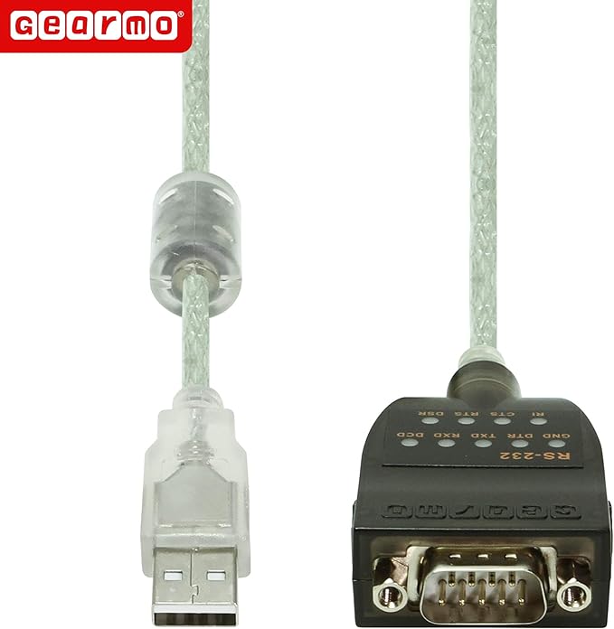 Gearmo USB to RS-232 Serial Adapter w/LED Indicators Windows 11 Support