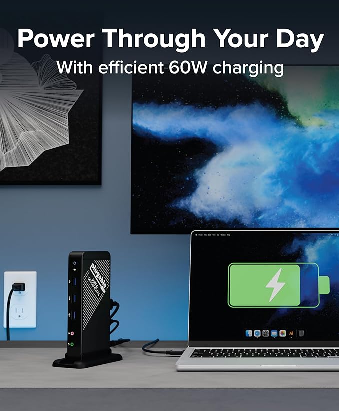 Plugable USB-C Dock with 4K HDMI and 60W Charging, Compatible with Thunderbolt 3/4, USB4, and USB C macOS, Windows, and Chromebook 1Gbps Ethernet, 3X USB 3.0, 2X USB 2.0, Driverless