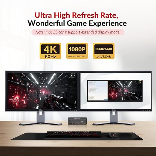 AV Access KVM Switch Dock 2 Monitors 2 Laptops, 4K KVM Switch Dual HDMI Monitor, 2 USB-C MST Ports, 60W PD for Each PC, 1G Ethernet, EDID Emulation, 2K@144Hz,1080P@240Hz,Ideal for Home Office & Gaming