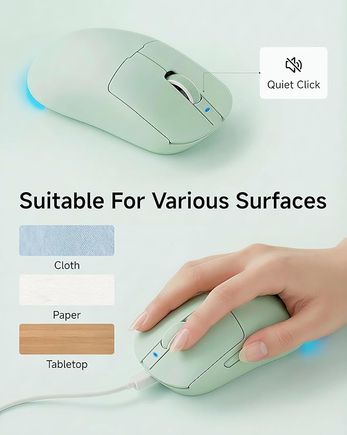 C98 Wired Keyboard and Mouse Combo, Wired Ergonomic Computer Keyboards with Wrist Palm, Double-Shot Keycaps, Silent RGB Backlight Quiet Keyboard for Windows/MAC/PC - Green