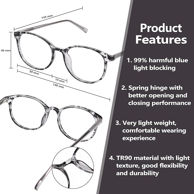 OPTOFENDY Blue Light Glasses for Women, TR90 Fashion Blue Light Blocking Glasses for Computer