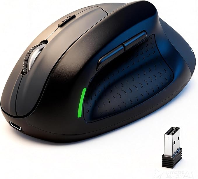 XUANGUI Vertical Ergonomic Quiet Wireless Mouse Rechargeable, Bluetooth 5.1/2.4G/USBC Tri-Mode Cordless Computer Mice for Large and Medium Hands, Max 4800 DPI, Type C Witeless for PC Laptop Mac Tablet