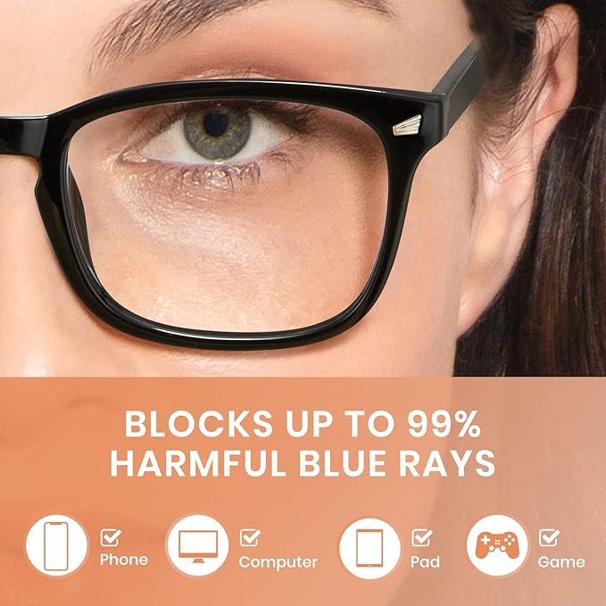 Cyxus Blue Light Glasses Men Women Reduce Eye Strain UV Blocking for Office Work Computer Screen 8082