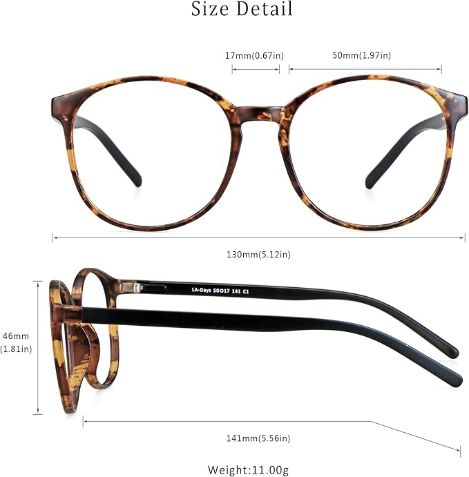 LifeArt Round Blue Light Blocking Glasses, Computer Glasses, Gaming Glasses, TV Glasses for Women Men (Tortoise, 2.25 Magnification)