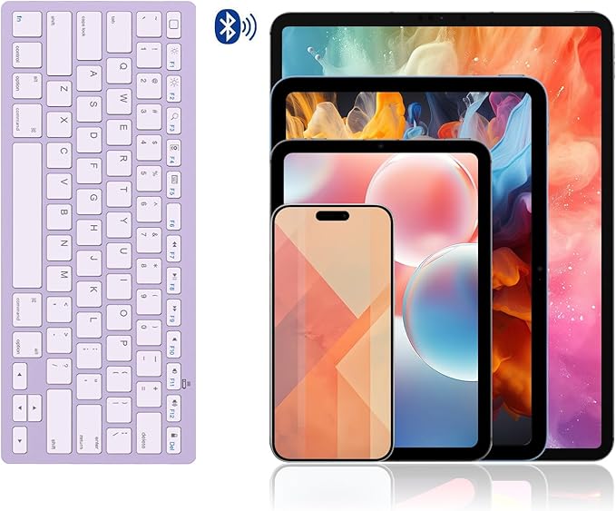 OMOTON Bluetooth Keyboard Compatible with iPad A16 11th 10th Generation, iPad 10.2 (9th/8th/7th), iPad Pro 13/12.9/11 inch, iPad Air/Mini and More iOS Devices, Purple
