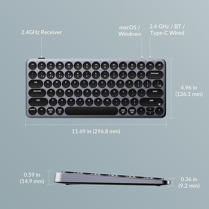 Keychron B3 Pro 75% Ultra-Slim Wireless Keyboard, 2.4GHz, Bluetooth 5.2 / Wired USB Connection, Lightweight Design, Portable Silent White Bluetooth Keyboard for Mac Windows Linux Tablet Phone