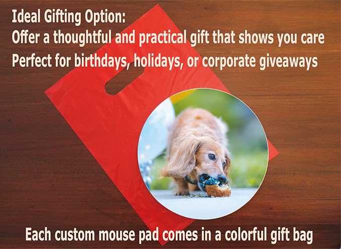 Personalized Mouse Pad - Add Pictures, Text, Logo or Art Design and Make Your Own Customized Mousepad. Each Custom Mouse Mat Comes in a Colorful Gift Bag. Personalized Your Gaming Mousepad (Round)