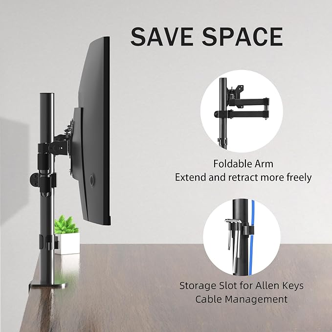 Bracwiser Dual Fully Adjustable Monitor Arm Stand Mount Fits Two Screen 13-27 inch 22lbs for Monitor Computer Screen 13 15 17 19 20 22 23 24 26 27 inch VESA 75 100 (MD7442)