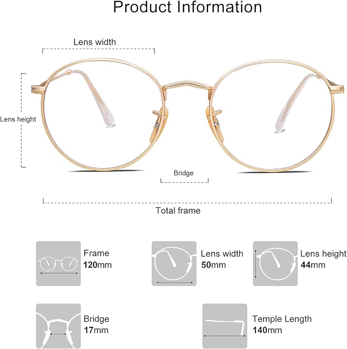SOJOS Blue Light Blocking Computer Glasses Round Eyewear Anti Blue Light Lens Preppy Chic SJ5024B
