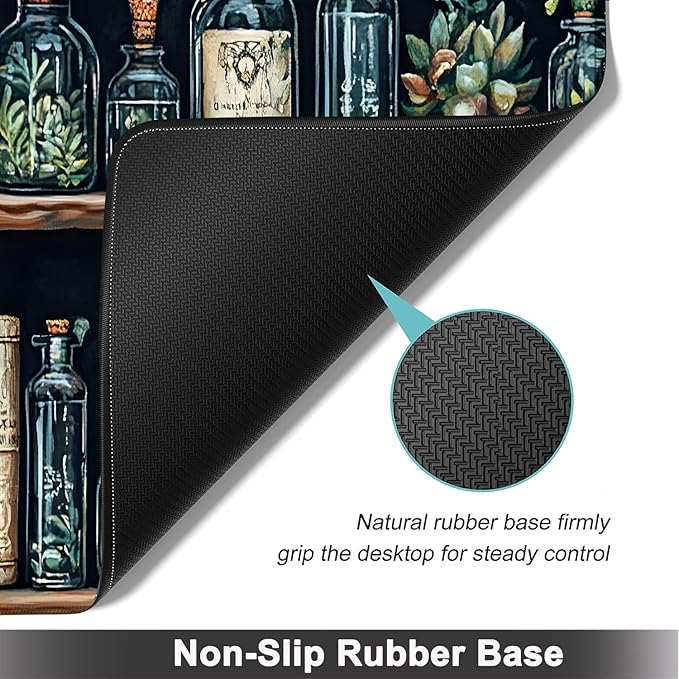 Large Mouse pad and Keyboard Support Set, Ergonomic Memory Foam Keyboard Wrist Rest, Extended Gaming Mouse Pad with Stitched Edges, Old Witchs Library XXL Desk Mat (31.5 X 11.8 in)