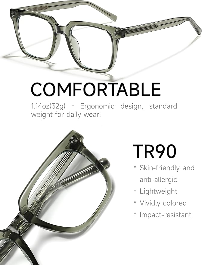 Oversized Square Blue Light Glasses for Woman Men fashion Reduce Eyestrain Protection for TV/Computer/Gaming