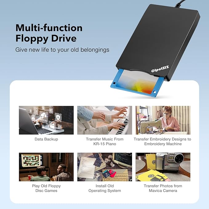 Floppy Disk Reader 3.5 inch External USB A&C Floppy Disc Drive 3 1/2 Floppy Disk Drive/Converter/Player/Reader/Transfer for Laptop Desktop PC Compatible with Windows 11/10 (Frosted Texture)