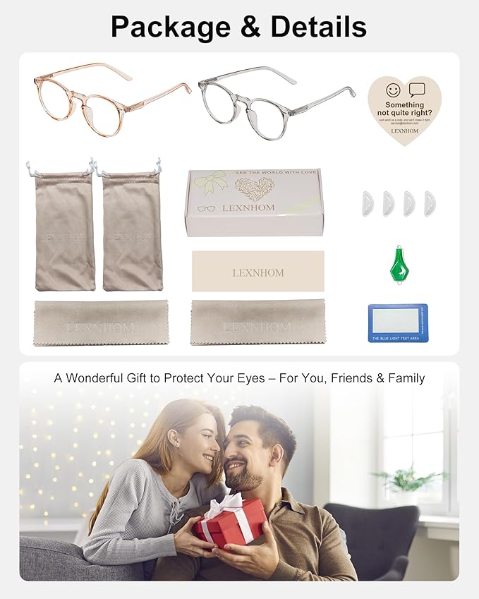 Blue Light Glasses for Woman, Blue Light Blocking Lightweight Round Eyeglasses for Computer TV Gaming Phone Screen,Eye Strain