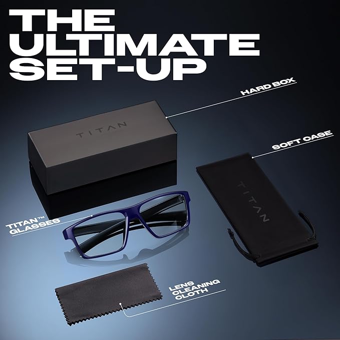 Titan Gaming Glasses, Blue Light Blocking, Night Driving Glasses for Men, Computer Protection, Gift for Gamers