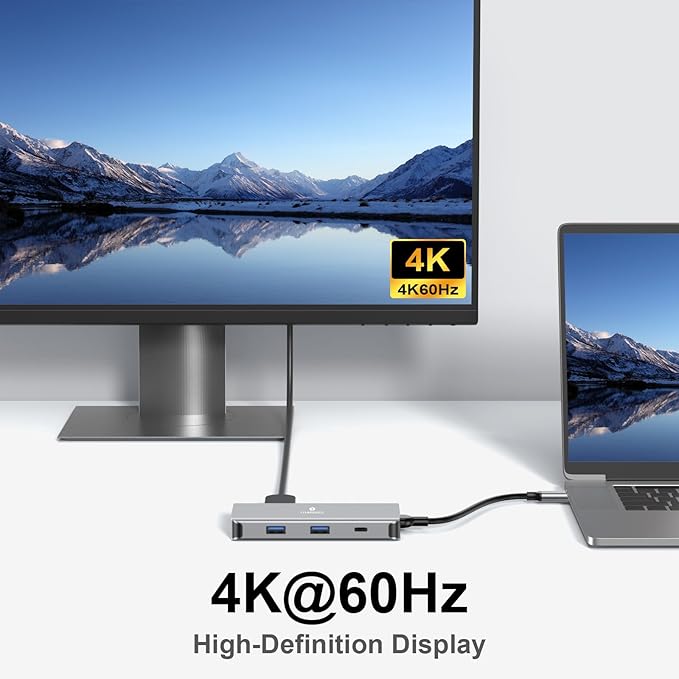 USB C Docking Station Dual Monitor, Laptop Docking Station 3 Monitor, USB C Hub Dual 4K@60Hz HDMI Display with DisplayPort Port, 5Gbps USB-A/C Data Port, 100W PD, for HP/Dell/Lenovo/Laptop