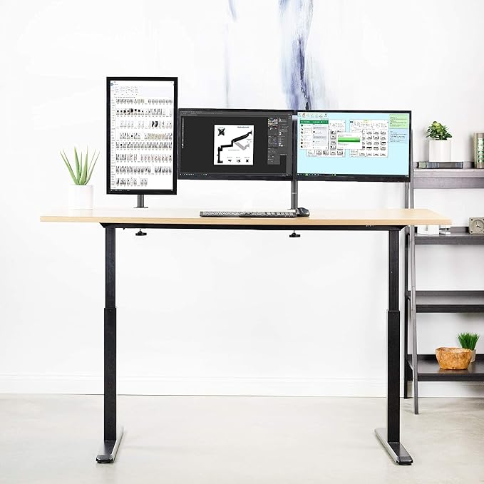 VIVO Single and Dual LCD Monitor Desk Mount Kit for Triple Screen Display, Heavy Duty Fully Adjustable, Fits 3 Screens up to 27 Inches (Bundle)