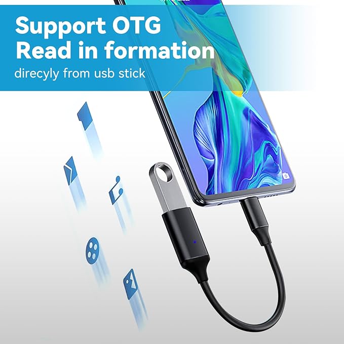 USB C to USB 3.0 Adapter 2 Pack, Type C Male to USB Female OTG Cable Thunderbolt to USB Adapter Compatible for iPhone 16 15 Pro Max iPad MacBook Pro/Air 2023 2022 M1 M2 Galaxy S23 S22 Note 10