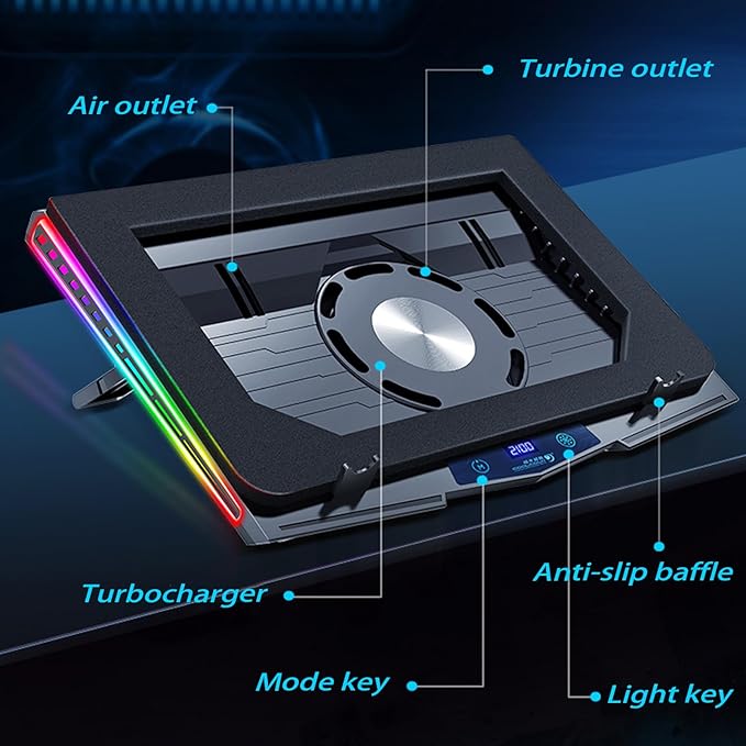 Cooling Pad for Dell Alienware m16 m17 m15 x17 x16 x15 x14 Area-51m 17 16 15 14 inch Gaming Laptop,It is a Heat Dissipation Monster with Powerful Turbo Fan Can Fast Cooling,RGB Light Mode
