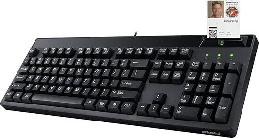 Adesso EasyTouch 130SB Wired Mechanical Keyboard with Red Switches, Built-in Smart Card Reader, Copilot AI Hotkey, 2X Large Print Keycaps, 104 Key Full Size for Windows PC