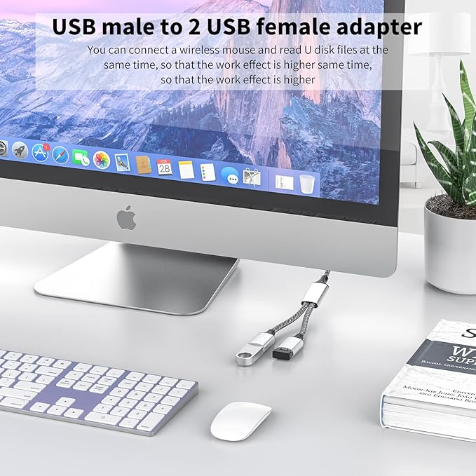 MOGOOD USB Splitter Cable USB y Splitter Adapter Dual USB 2.0 Power Cord Extension for Charging/Data Transfer/Laptop/Mac/Car