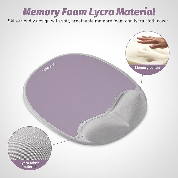 Ergonomic Mouse Pad with Skin-Friendly Lycra Memory Foam Wrist Rest, Easy-to-Clean Smooth PP Surface, and Non-Slip PU Base – Ideal for Vertical, Ergonomic, and Office Mice(Silver Gray)