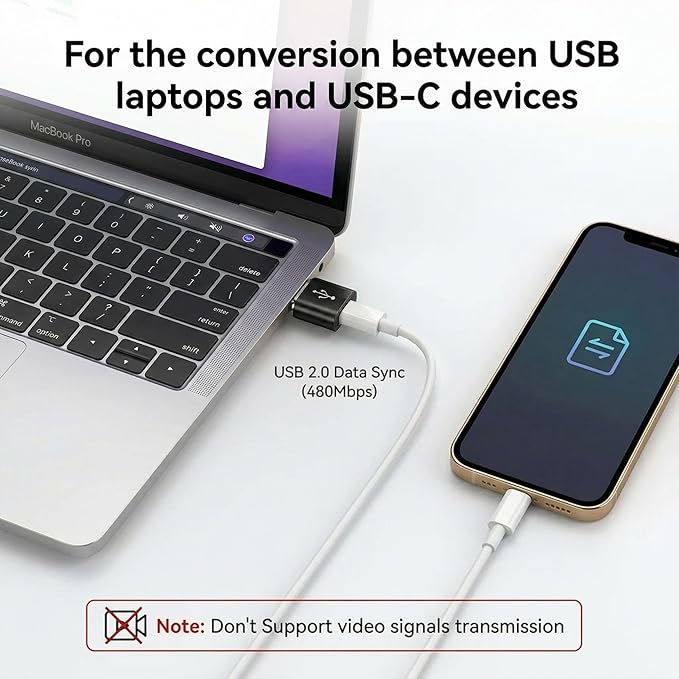 USBC Adapters 8 Pack,Type C to USB Adapter,USBC USBA Male Female Adaptor,C to USB 3.0 OTG Converter for iPhone 15 14 13,MacBook,iPad,Charger,Black